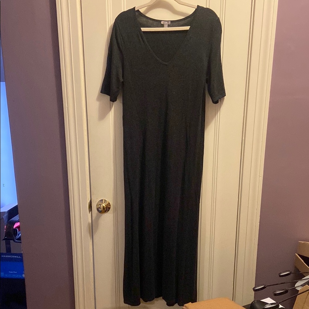 J. Jill Black Sheath Maxi Dress with 3/4 Sleeves